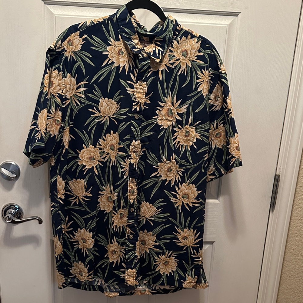 Cooke Street Men's 100% Cotton Floral Short Sleeve Button Down Shirt XL